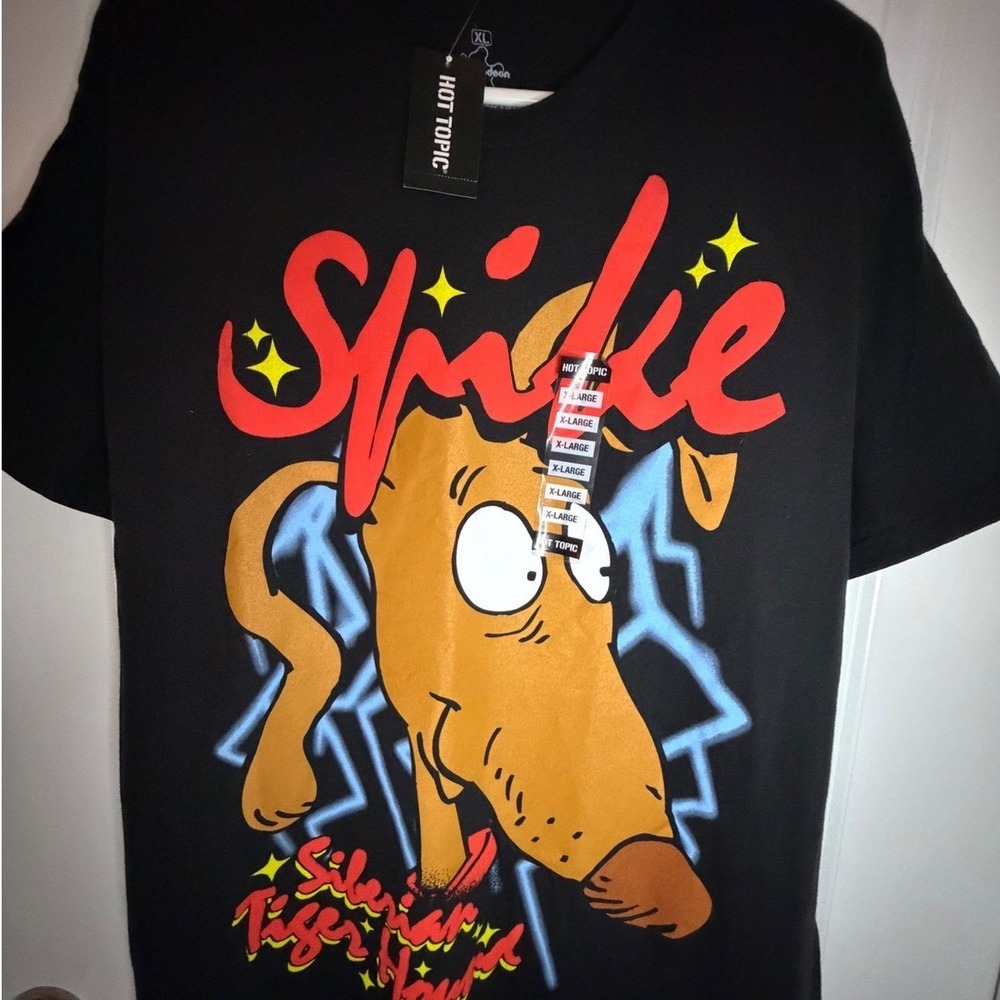 Hot‎ Topic Nickelodeon Rugrats Spike Siberian Tiger Hound Black T-Shirt XL New
